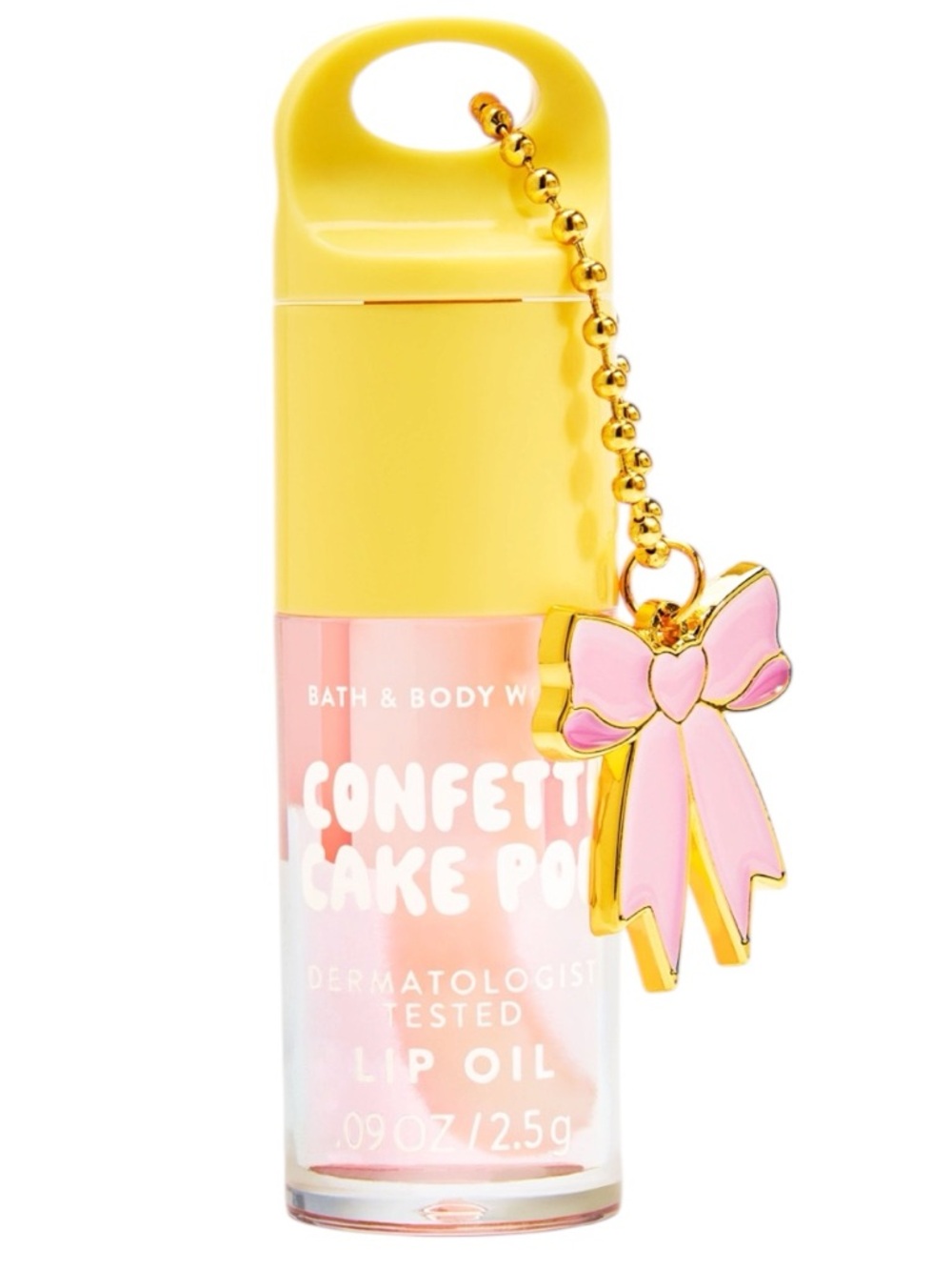 Bath & Body Works CONFETTI CAKE POP Lip Oil Pink Bow Charm